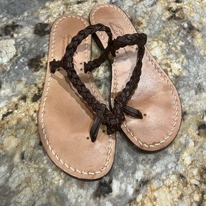 Antonio Viva Brown Braided Leather Slide Sandal